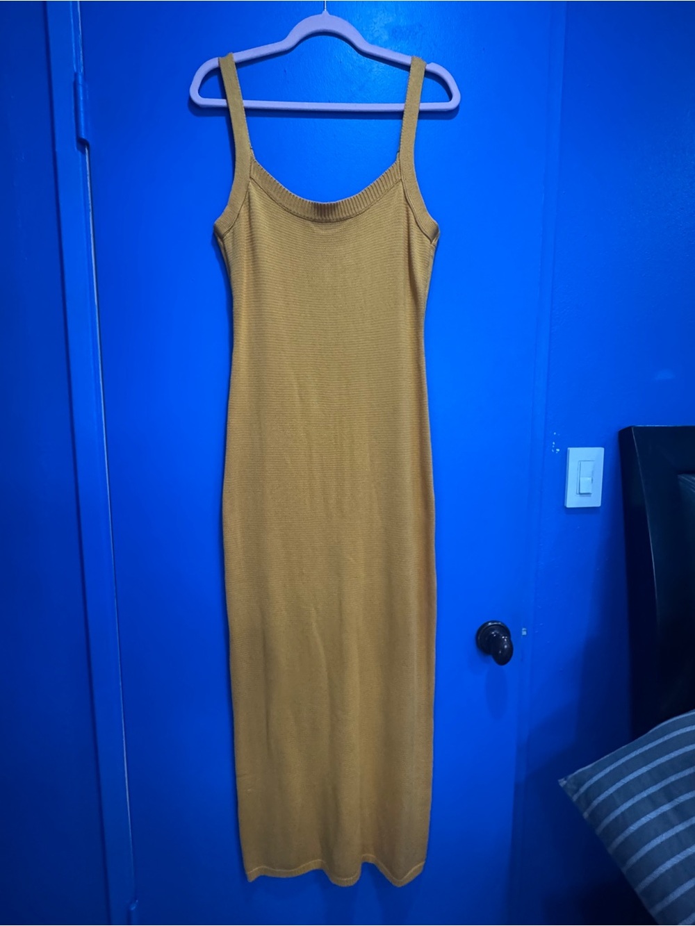 Sleeveless Ribbed Maxi Dress in Mustard